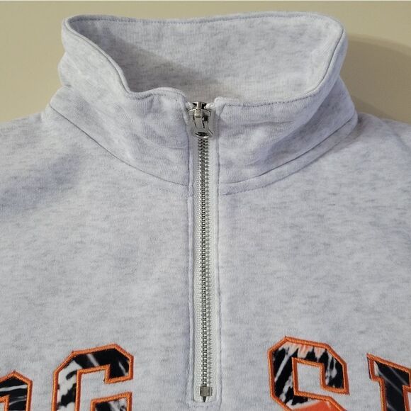 ZooZatz BGSU Ohio Women's Gray Quarter-Zip Pullover Sweatshirt - Picture 10 of 14